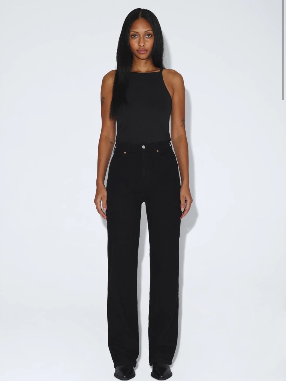 Dr Denim Moxy Straight Solid Black Jeans